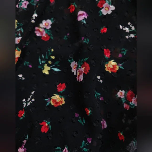 Banana Republic ClipDot Black Floral Chiffon Mock Neck Midi Dress Women's 2 - Picture 5 of 13